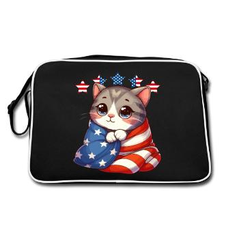 Tous les chats américains Fête de l'Indépendance Cat America - Sac Retro - noir/blanc - Dos