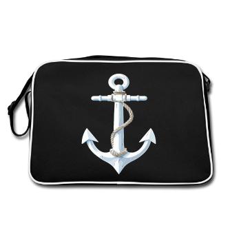 Cool anchor design - Retro Bag - black/white - Back