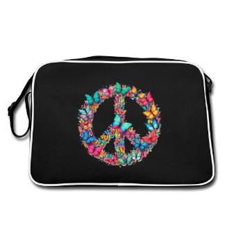 Joyeux Jour de la Terre Paix Papillons Paix Nature - Sac Retro - noir/blanc - Dos