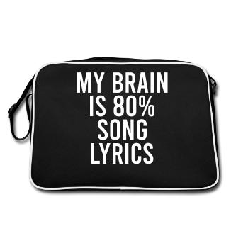 My Brain is 80% song lyrics - Retro Bag - black/white - Back