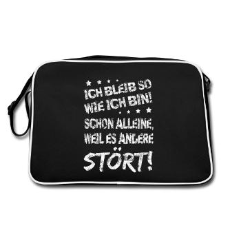 Ich bleib so wie ich bin Sarkastisch selbstbewusst - Retro Tasche - Schwarz/Weiß - Hinten