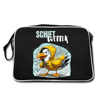 Hambourg mouette mauvais temps dialecte Hamburger drôle - Sac Retro - noir/blanc - Dos