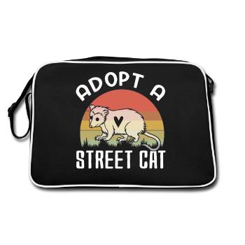 Adopt A Street Cat Funny Opossum Vintage - Retro Tasche - Schwarz/Weiß - Hinten