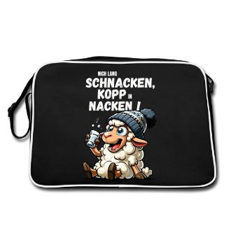 Sheep Drinking North Hamburg Schnapps JGA Father's Day - Retro Bag - black/white - Back