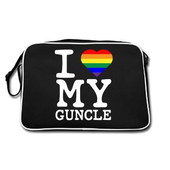 I Love My Guncle Gay Homosexual Rainbow Heart - Retro Bag - black/white - Back