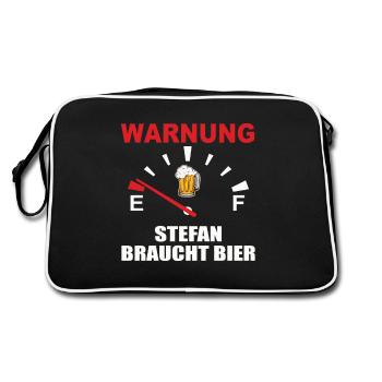 Warning – Stefan needs beer! - Retro Bag - black/white - Back