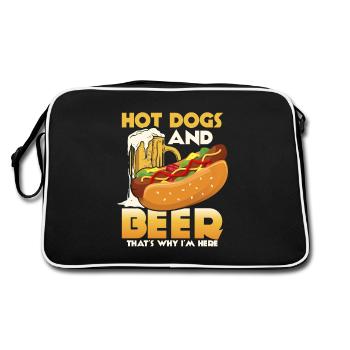 Hot Dogs And Beer That's Why I'm Here Foodie Wiene - Retro Bag - black/white - Back