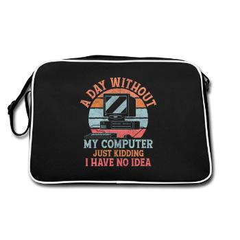A Day Without My Computer Tech Support Computer - Retro Bag - black/white - Back