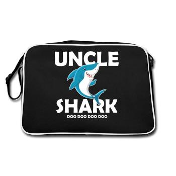 Uncle Shark Shirt Fathers Day Gift Idea For Uncle - Retro Tasche - Schwarz/Weiß - Hinten