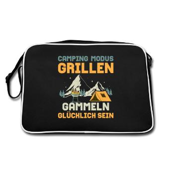 Camping Mode Grilling Lazing Be Happy Nature - Retro Bag - black/white - Back