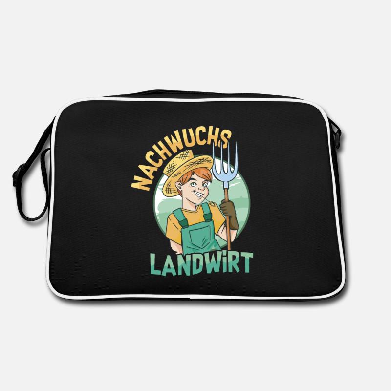 Nachwuchs Landwirt Bauernhof Bauer - Retro Tasche - Schwarz/Weiß