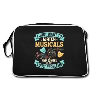I Just Want To Watch Musicals Singing Theater - Retro Tasche - Schwarz/Weiß - Hinten