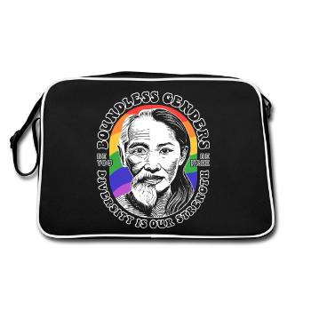 Grenzenlose Geschlechter: LGBTQIA+ Vielfalt Shirt - Retro Tasche - Schwarz/Weiß - Hinten