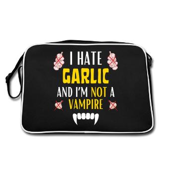 I HATE GARLIC FOR EVER AND I'M NOT A VAMPIRE - Retro Bag - black/white - Back