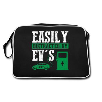 Easily Distracted By EV's Electric Car EV Driver - Retro Bag - black/white - Back