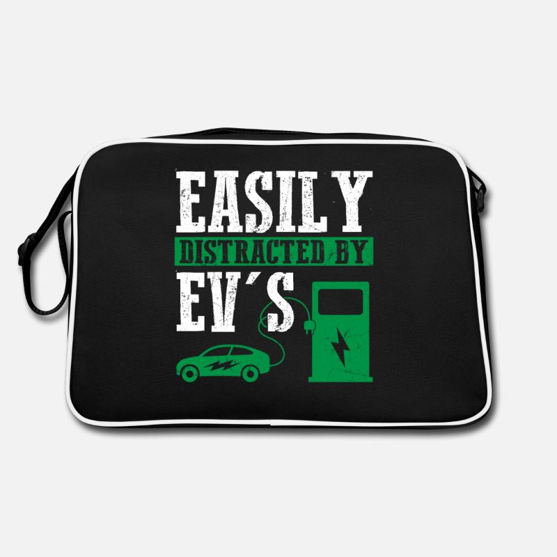Easily Distracted By EV's Electric Car EV Driver Retro Bag