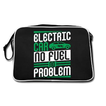 Electric Car No Fuel No Problem EV Driver Electric - Retro Tasche - Schwarz/Weiß - Hinten