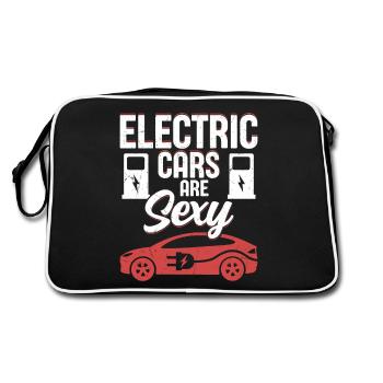 Electric Cars Are Sexy Electric Vehicle EV Driver - Retro Tasche - Schwarz/Weiß - Hinten
