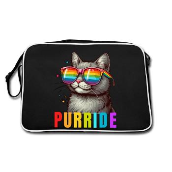 Purride Cat Pride Monat LGBTQ Rainbow Gay Parade - Retro Tasche - Schwarz/Weiß - Hinten