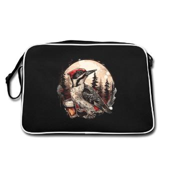 Schluckspecht - Woodpecker in the forest drinks beer - Retro Bag - black/white - Back