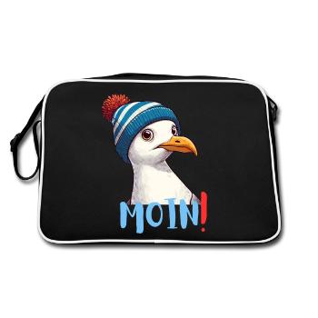 Hambourg Moin Mer du Nord Allemagne Nord Drôle Mouette - Sac Retro - noir/blanc - Dos