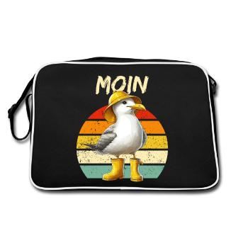 Hamburg Moin Seagull North Sea North Sea Coast Funny Cool - Retro Bag - black/white - Back