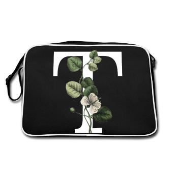 lettre T botanique vert - Sac Retro - noir/blanc - Dos