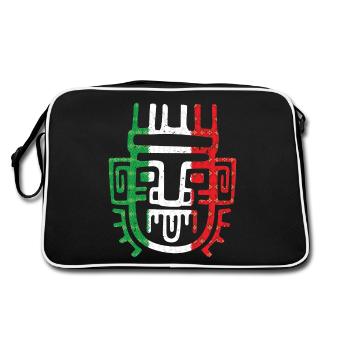 aztec symbol mexican maya mexican flag shoebill - Retro Bag - black/white - Back