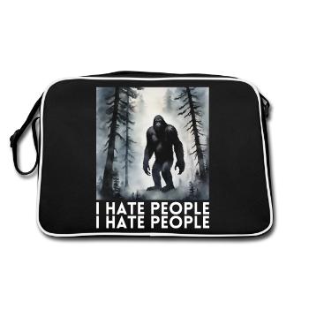 Je déteste les gens drôle de bigfoot - Sac Retro - noir/blanc - Dos