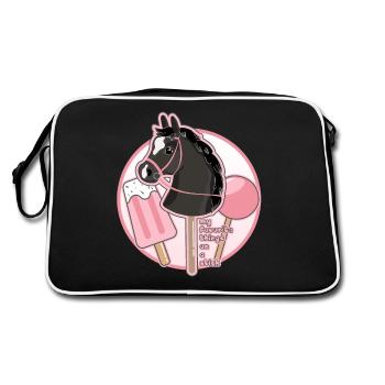 CHEVAL DE LOISIR - ROSE - CHEVAL SUR UN BÂTON - Sac Retro - noir/blanc - Dos