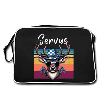 Bayern Servus Hirsch Lunettes de soleil bleu-blanc drôle - Sac Retro - noir/blanc - Dos