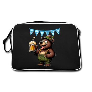 Bayern Bär Bier Alkohol Maß Weizenbier Lederhose - Retro Bag - black/white - Back