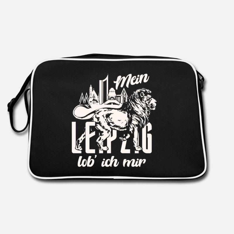 Mein Leipzig Lob' ich Mir Dunkel - Retro Tasche - Schwarz/Weiß