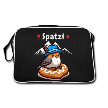 Bayern Spatzl Bleu-Blanc Montagnes Pain D’épice Coeur Drôle - Sac Retro - noir/blanc - Dos