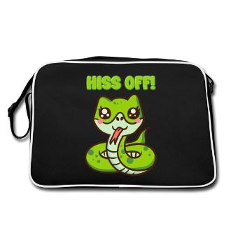 Sifflement ! - Jeu de mots sur le serpent mignon - Sac Retro - noir/blanc - Dos