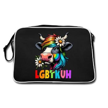 Vache LGBTQ Vaches Arc-en-ciel coloré Drôle de jeu de mots - Sac Retro - noir/blanc - Dos