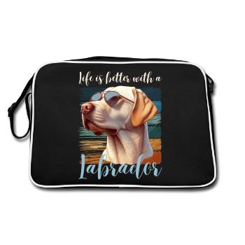 Labrador Retriever Dog Mistress Master Wauwau - Retro Bag - black/white - Back