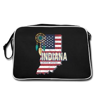 Indiana United States Map Souvenir - Retro Bag - black/white - Back