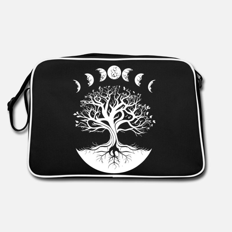 Phases de lune Arbre de Vie - Sac Retro - noir/blanc