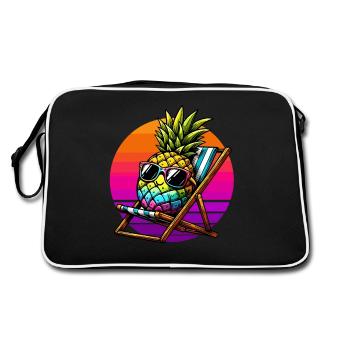 Holiday Pineapple Deck Chair Sunset Funny - Retro Bag - black/white - Back
