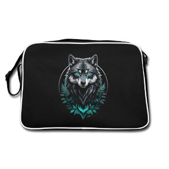 Forest Arctic Wolf - Retro Bag - black/white - Back