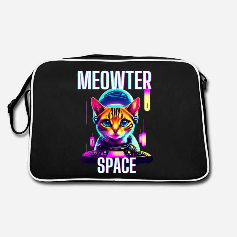 MEOWTER SPACE - Retro Bag - black/white