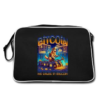 Bitcoin Kryptowährung BTC Satoshi Nakamoto - Retro Tasche - Schwarz/Weiß - Hinten