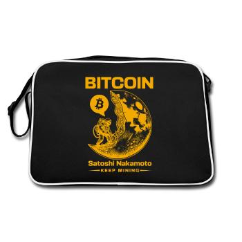 Bitcoin Kryptowährung BTC Satoshi Nakamoto - Retro Tasche - Schwarz/Weiß - Hinten