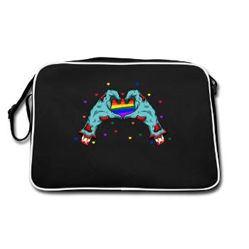 Halloween Hand Skeleton Heart LGBT Pride Rainbow - Retro Bag - black/white - Back