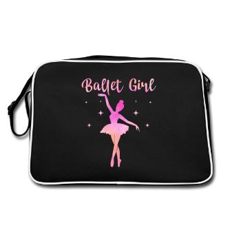 Ballet Girl Ballerina Dancing - Retro Tasche - Schwarz/Weiß - Hinten