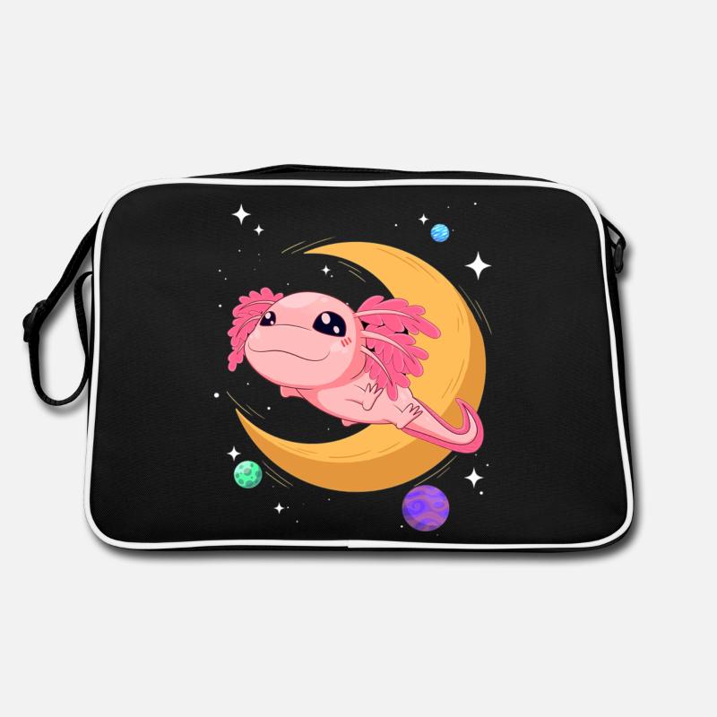 Cute Space Axolotl Kawaii Pastel Goth - Retro Bag - black/white