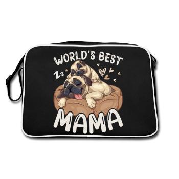 World's Best Mama Sleeping Pug Mother Puppy - Retro Bag - black/white - Back