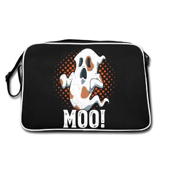 Moo Cow Print Halloween Ghost Cow Lovers - Retro Tasche - Schwarz/Weiß - Hinten