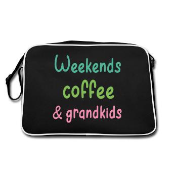 Weekends coffee and grandkids quote weekends - Retro Bag - black/white - Back